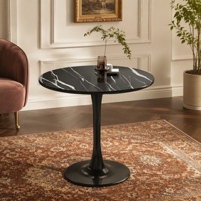 Round Table, Modern Dining Table, Dining Table, MDF Top and Steel Base Tulip Round Kitchen Table, Kitchen Table, Mid Century Coffee Table for Living R
