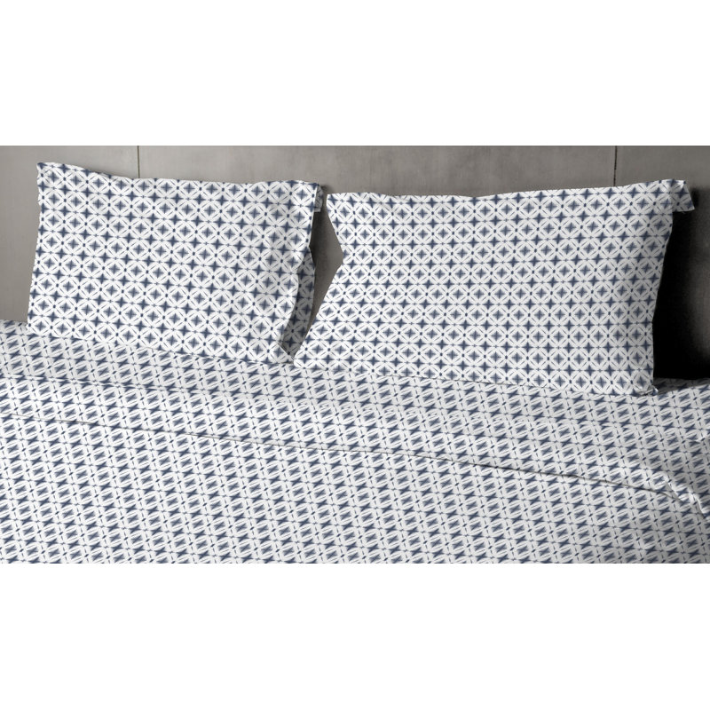 Ensemble de draps 100% coton 200 fils Stapp, Grand, Noir géométrique