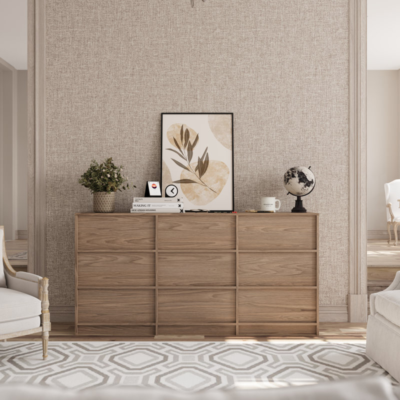 63"-dresser For Bedroom With 9 Drawers, Brown