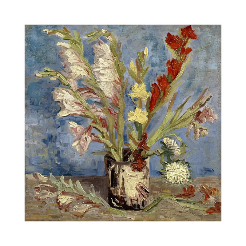 Vase With Gladioli & China Asters, 1886 by Vincent Van Gogh - Wrapped Canvas Painting, 30.48 cm H x 30.48 cm W