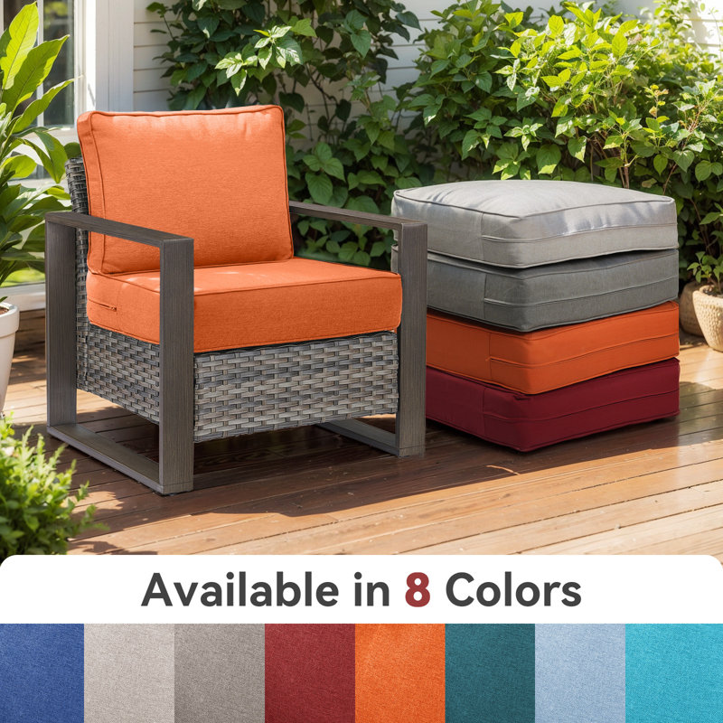 Ancolonia Outdoor 6" Thick Cushion Set - Seat/Back Cushions For Swivel Gliders And Armchairs (Set Of 3), Orange, 3