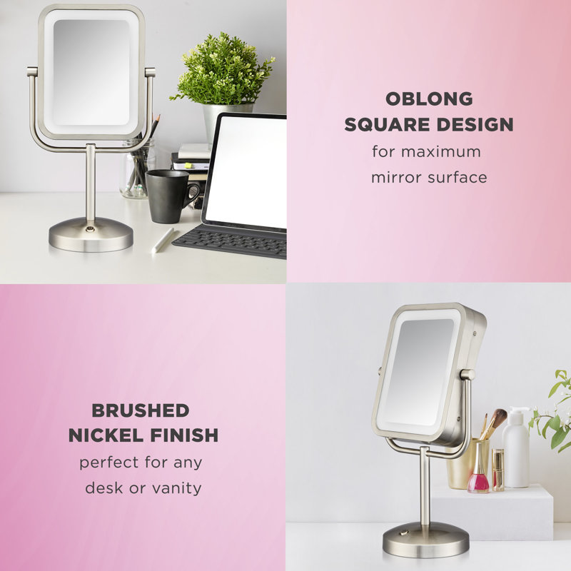 Brushed Nickel LED Lighted Magnifying Vanity Mirror