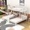 Lit superposé simple au-dessus de simple et simple en bois avec bureau intégré, tablettes Wood