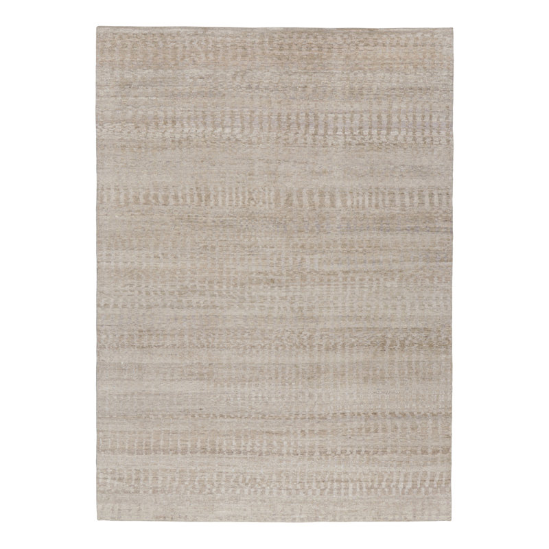 Hand Knotted Striped Area Rug, Rectangle 6' x 8'