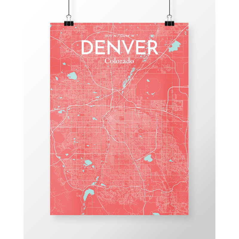 Denver City Map - No Frame Print, 50.8cm H x 40.6cm W x 0.13cm D