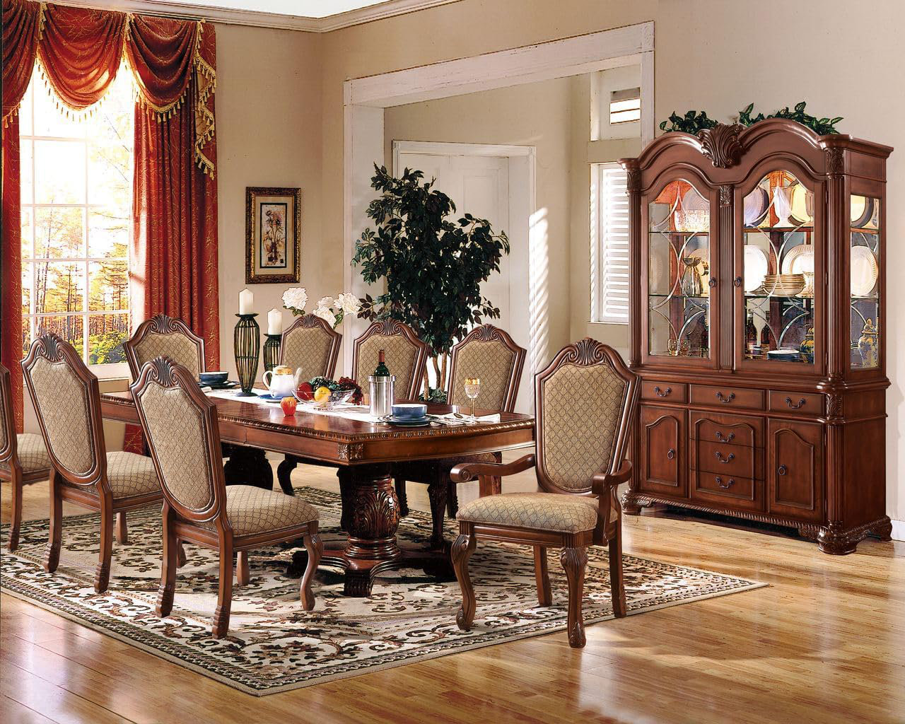 Wildon Home® Traditional 10-Piece Solid Wood Dining Table Set with 1 ...