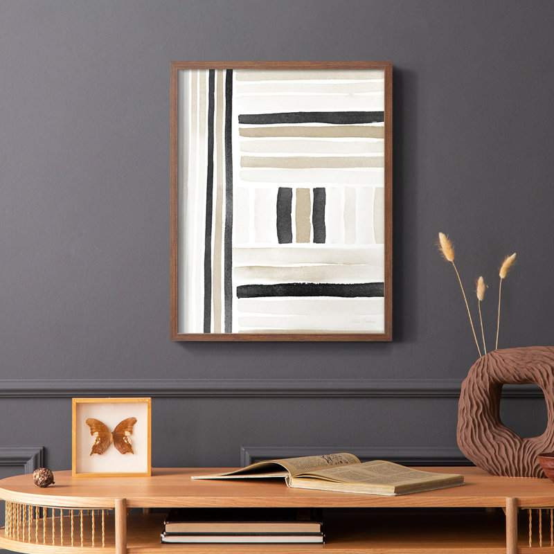 «Neutral Lines II», reproduction encadrée - bois massif, H 14 po x l 11 po, Brun
