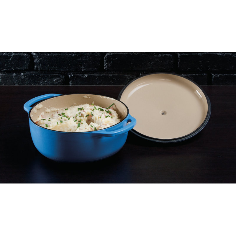 Blue 3 Quart Enameled Cast Iron Dutch Oven with Lid