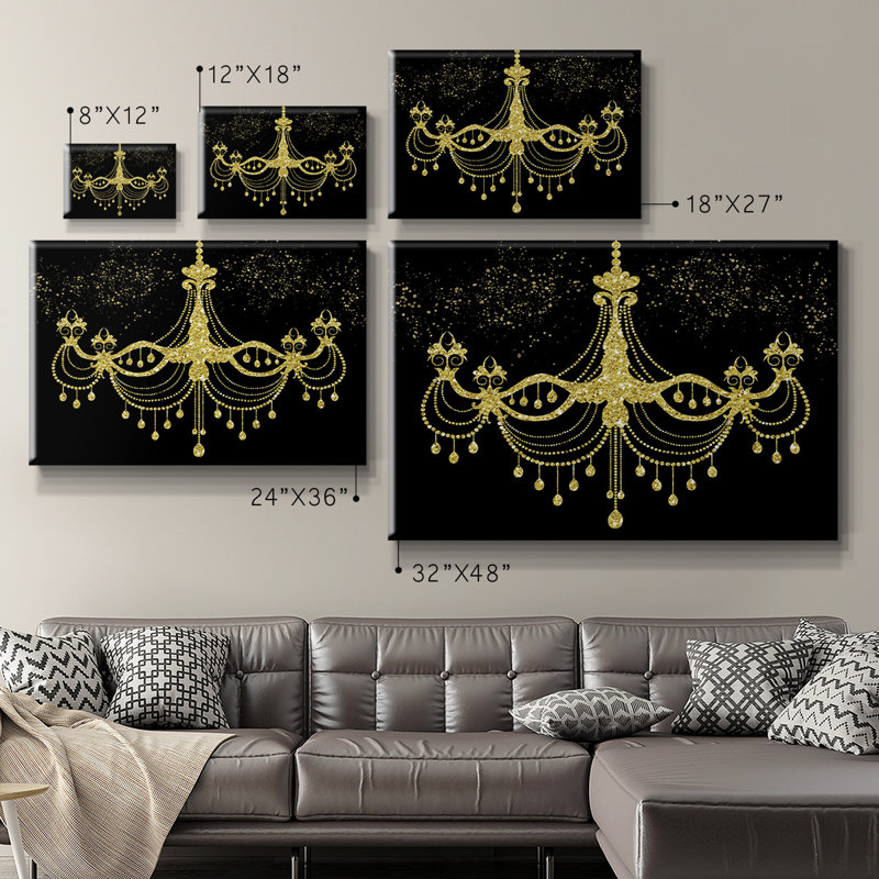 Toile tendue avec châssis de qualité supérieure Golden Chandelier, H 32 po x l 48 po