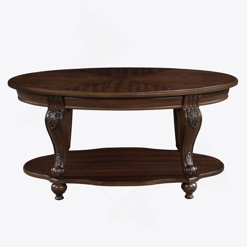 Mairie 42-inch Oval Wood Coffee Table, Cherry Wood, Cherry Wood