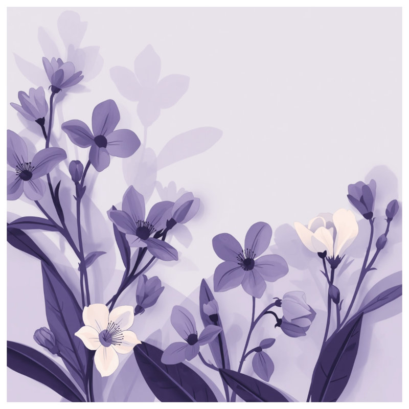 Édredon mauve à motif floral, Lit simple