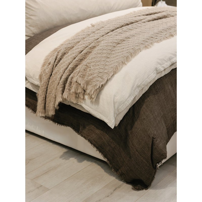 Delphine Hand Woven Throw Blanket, Taupe
