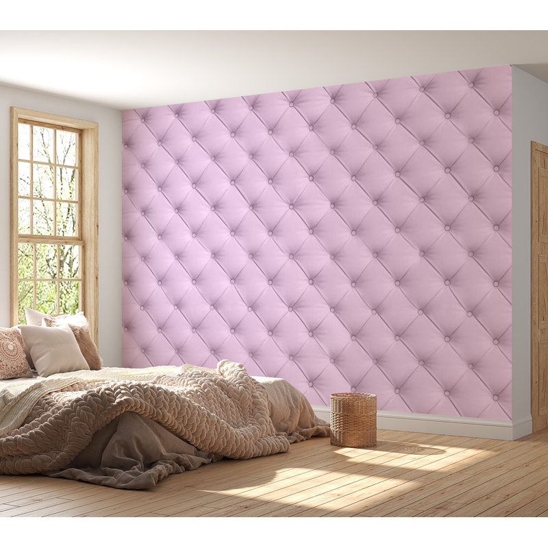 Adhésif mural amovible Lanny Peel & Stick - doux motif Chesterfield rose, L 55 po x l 77 po
