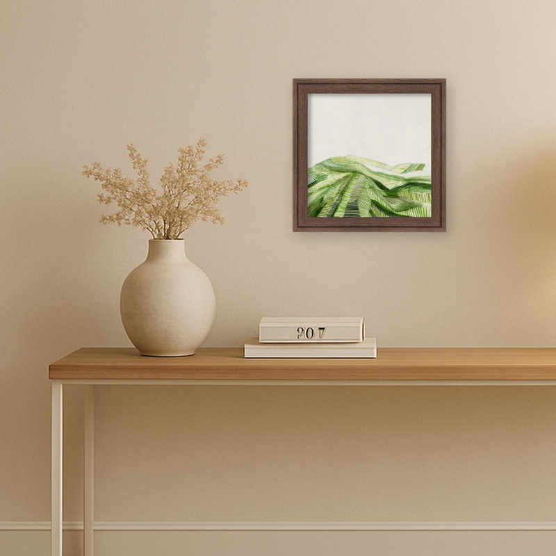«Verdant Waves of Tranquility» par Adalaide, reproduction d'art encadrée sur bois, Brun moyen Florence