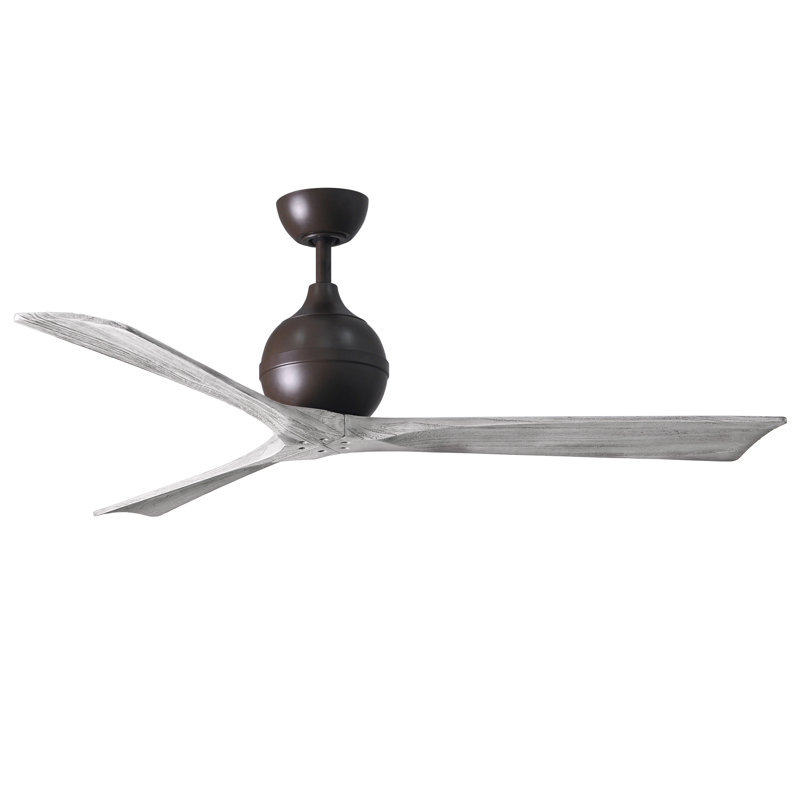 Ventilateur de plafond à 3 pales Irene, Bronze texturé, L 60 po, Ton bois de grange