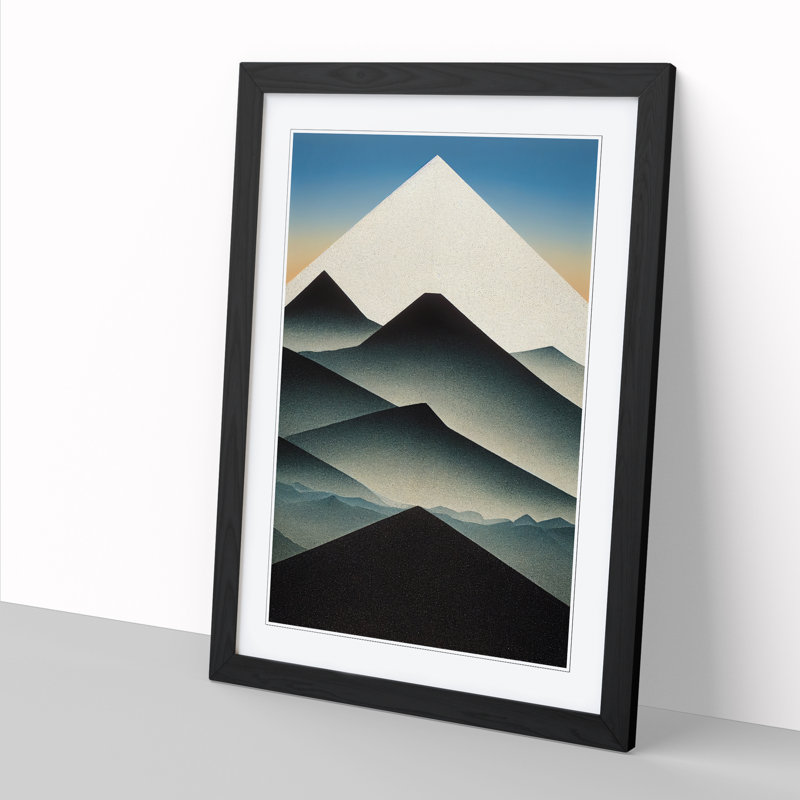 Mountain In Abstract Design - Picture Frame Print, 64cm H x 46cm W, Black