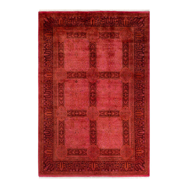 Tapis rose noué à la main de conception unique Holsworth - rose