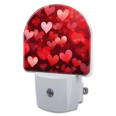 Red Heart Night Light Plug-in, Dusk To Dawn Led, 0.5w Energy Saving Nightlight