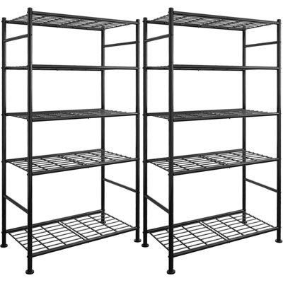 Étagères robustes à 5 niveaux en acier, ensemble de 2 tablettes de rangement autoportantes avec cadre renforcé, tablettes de garage réglables pour entrepôt, sous-sol, organisation d'atelier