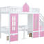 Lit superposé rose Twintwin avec bureau convertible, bureau simple et modulaire - rose, attrayant-985721644