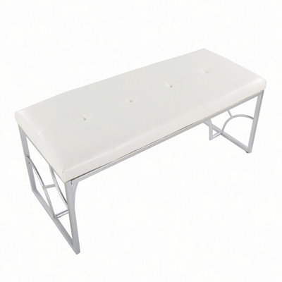 Banc contemporain en métal et similicuir
