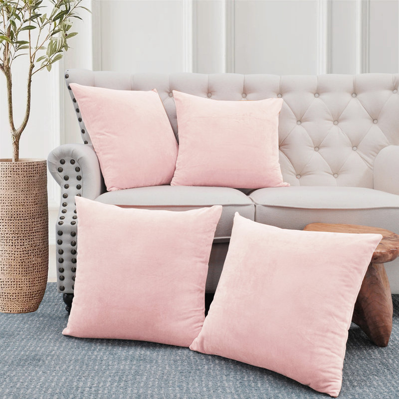 Supersoft Velvet Square Throw Pillow Cover, Rose Quartz