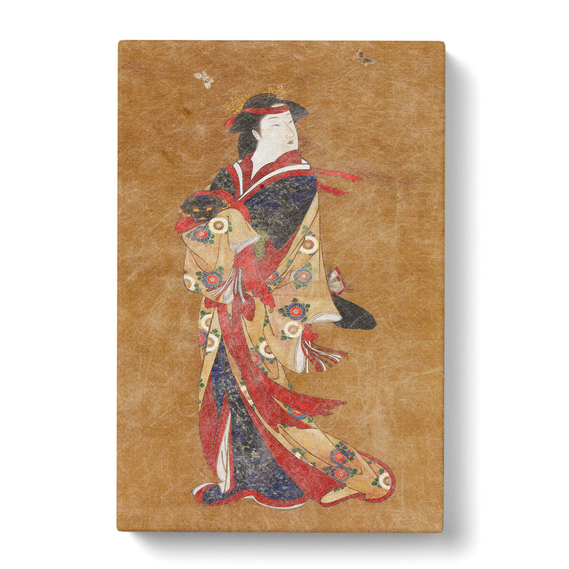 Beauty With Butterflies by Katsukawa Shunsho - Wrapped Canvas Painting, 60cm H x 40cm W x 3cm D