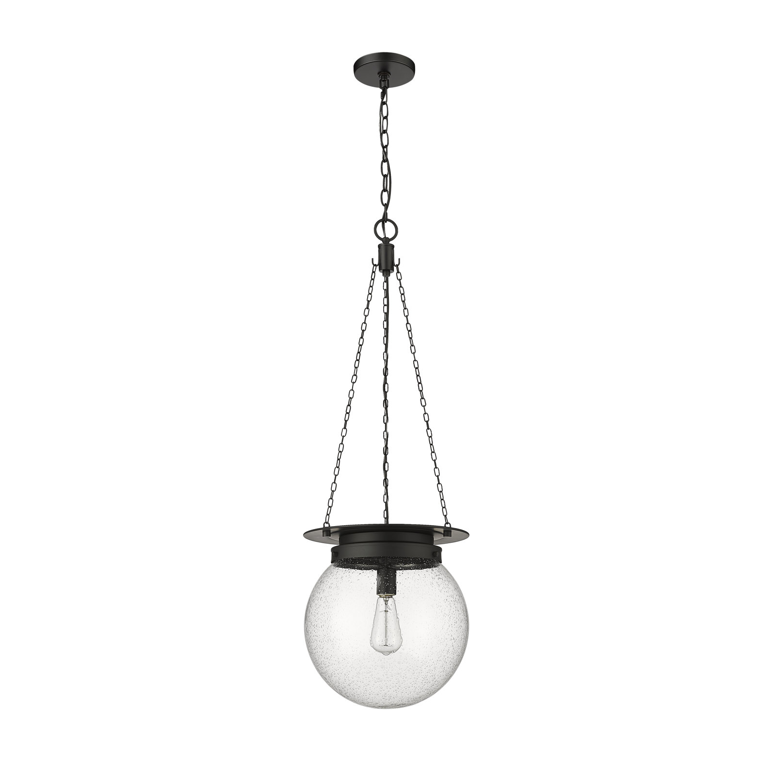 Zella Single Light Glass Dimmable Pendant, 86.75" H x 13" W x 13" D, Matte Black, Clear