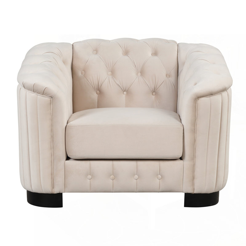 Comfortable Velvet Upholstered Sofa for Various Spaces, Stylish and Durable, Beige Velvet