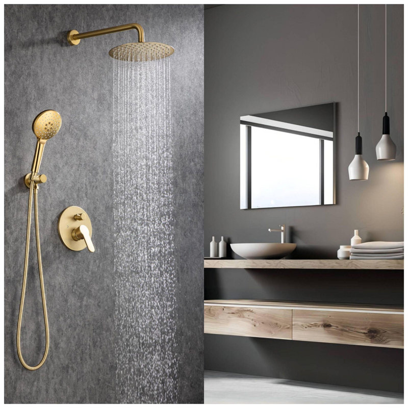 Système de douche complet avec valve brute, Or