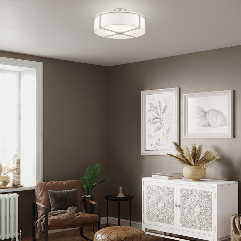 Plafonnier semi-encastré 4 lumières Charlieann, Nickel brossé