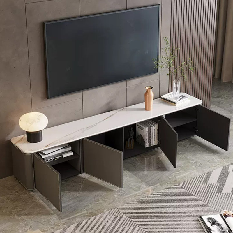 Meuble télé moderne en bois massif gris, H 17,72 po x L 15,75 po x l 78,74 po