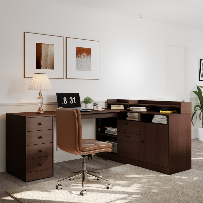 Dhirender L-Shaped Computer Desk with Power Outlet
