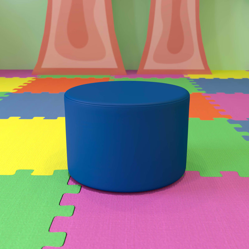 Nicholas Flexible Learning Modular Soft Seating Circle Ottoman for Classrooms and Common Spaces, Blue, 18" H x 18" W x 18" D