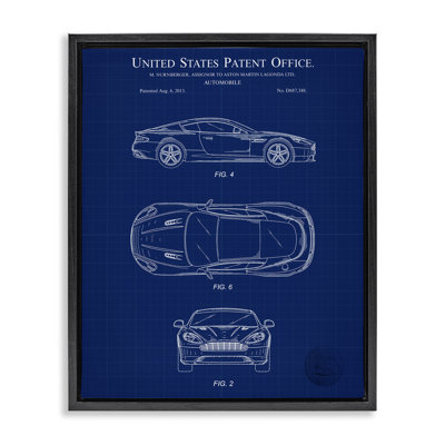 Automobile Patent Blueprint Brown Framed Floater Canvas Wall Art by Karl Hronek
