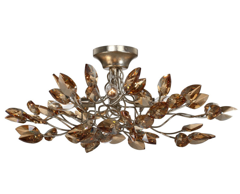 Plafonnier semi-encastré géométrique unique à 4 lumières de 24 po Bosley, Feuille d'argent avec or antique