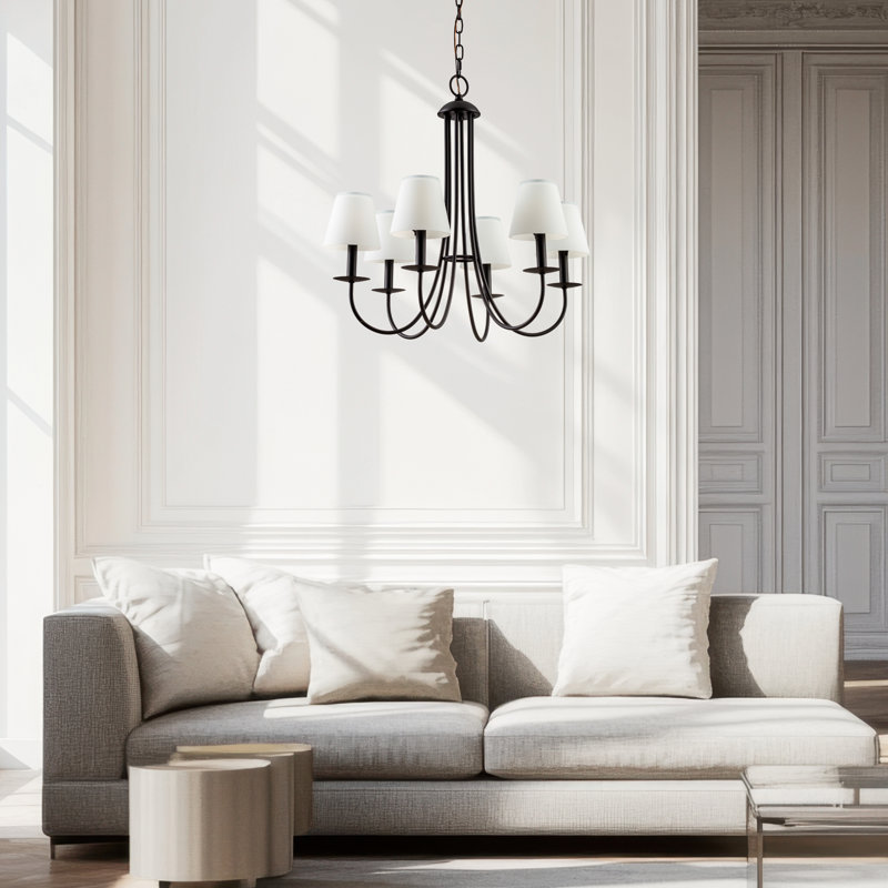 Belmont 6-Light Etched Glass Contemporary Chandelier