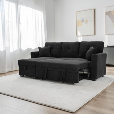 Canapé-lit modulaire en L 71 po avec lit escamotable, méridienne réversible avec rangement, pour le salon