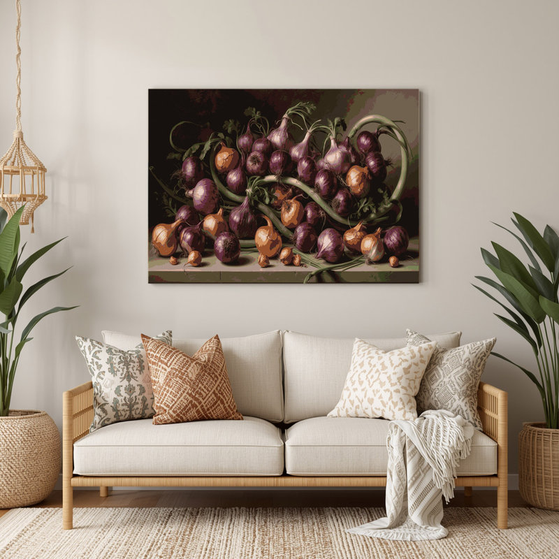 Légumes, échalote, art mural en métal noir