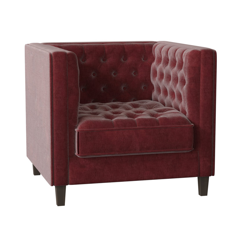 Jess Tufted Armchair, Savona Ruby, Natural