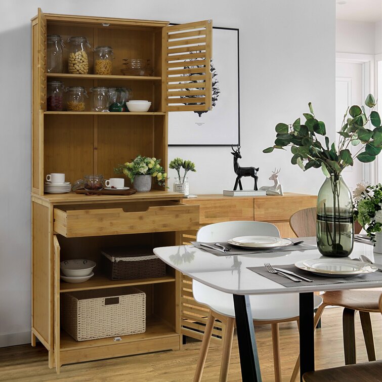 Hastings Home Traditional Brown Wood Bamboo Pantry in the Dining