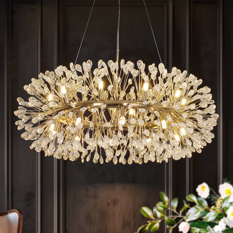 20 - Light Dimmable Bubble Crystal Chandelier, Gold