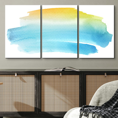 Yellow & Blue Gradient Watercolor Display Abstract Shapes Illustrations Modern Art
