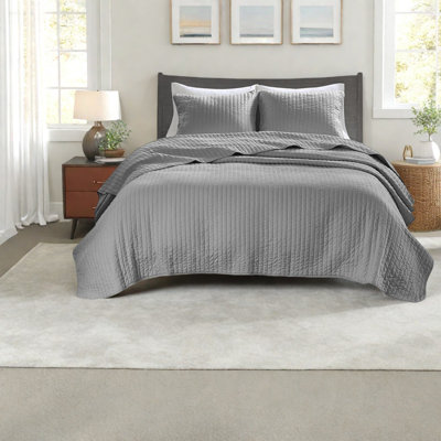 Ensembles de literie gris confortables, matériau en coton, design campagnard, utilisation estivale et hivernale