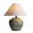 Handcrafted Earthenware Table Lamp With Linen Shade – Rustic Farmhouse Accent Lamp With Included Bulb For Bedroom Or Living Room