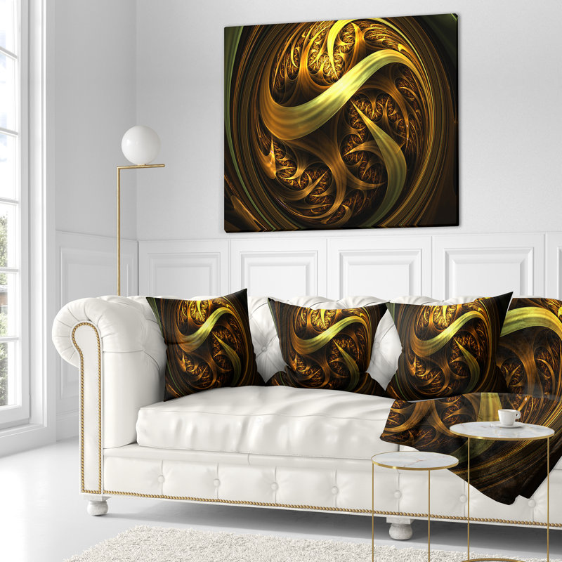 Coussin décoratif foncé en sphère fractale Abstract, 16 po x 1 po, Coussin décoratif