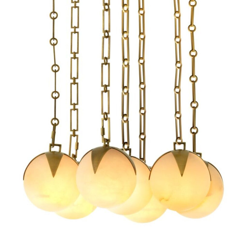 CDJ Chandelier Alesa antique brass finish alabaster, 86.62" H x 19.69" W x 19.69" D, 7