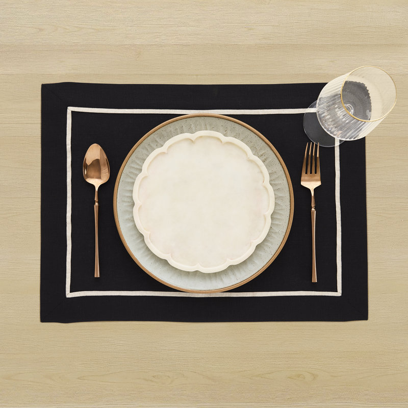 100% Pure Linen Dinner Napkins -kensington, Black 