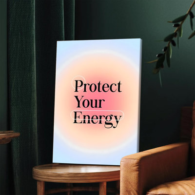 1PC, art mural encadré, inspiration «Protégez votre énergie», art mural sur toile avec un dégradé pastel doux, décoration bohème moderne pour le salon, la chambre, le bureau, l'affirmation positive, la décoration, prêt à accrocher, impression