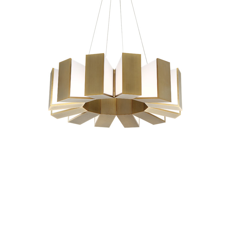 Aged Brass 12-Light LED Drum Chandelier with Sanded Acrylic Diffuser